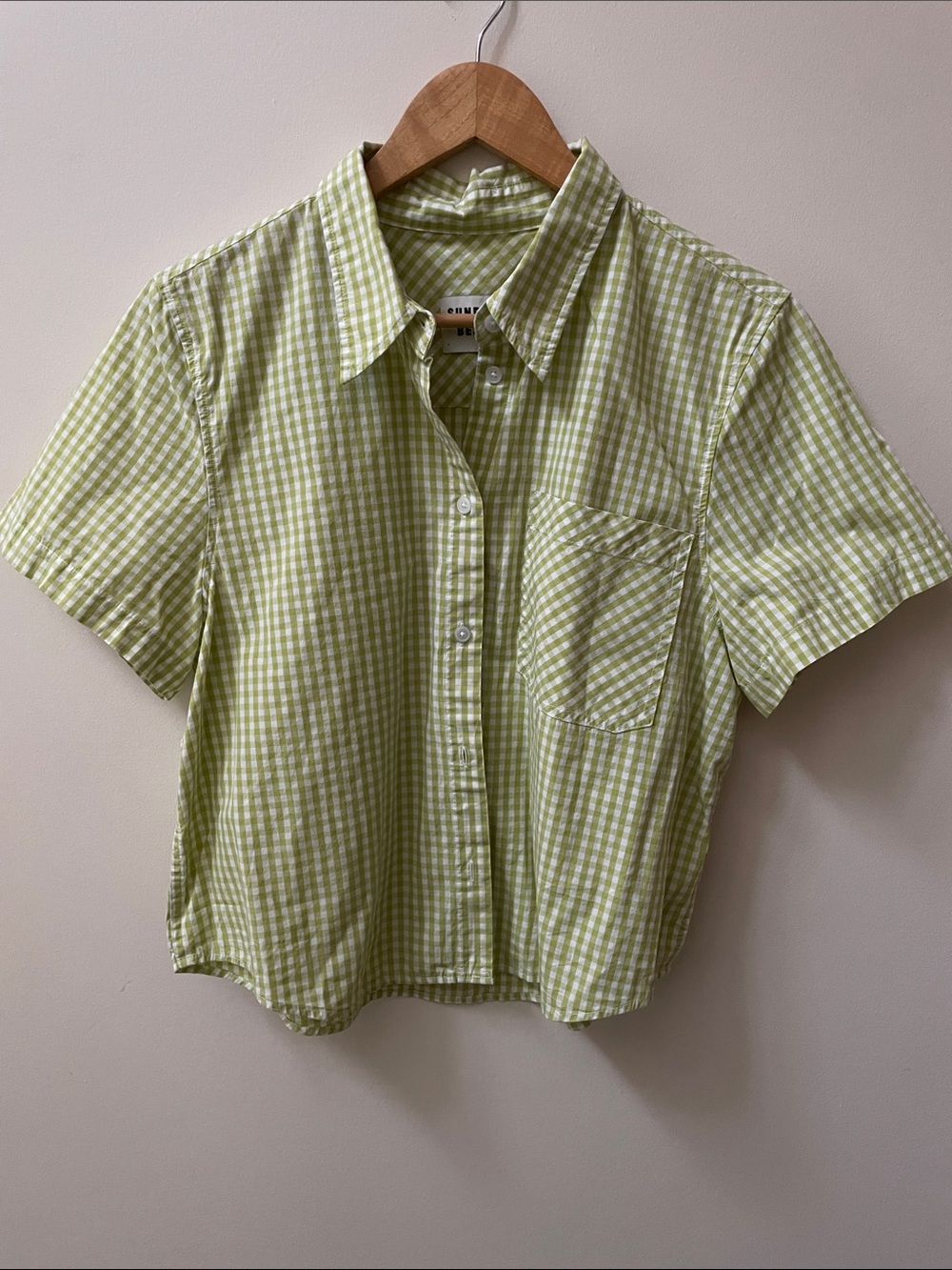 Sunday Best Eliza Green Gingham Button-Up Short Sleeve Shirt